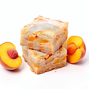 Peach Bars: High Resolution Prairiecore Brownies On White Background photo
