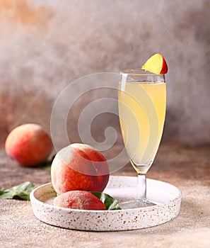 Peach bellini cocktail