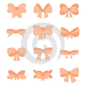 Peach bow ribbon set. Decoration for girls, hair care.