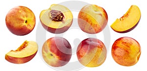 Peach collection isolated on white background with clipping path