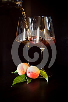 Peach drink on a black background