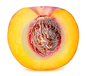 Peach fruit sliced isolated on white background