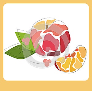 Peach  fruit on a white background,  illustration