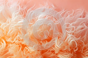 Peach fuzz color fluffy fur background