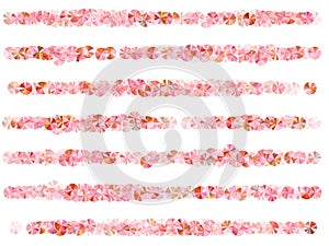 Peach gold tinsels confetti placer vector background. Birthday anniversary greeting card background.