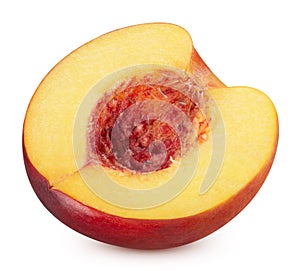 Peach half retouched isolated white background