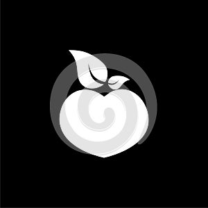 Peach icon isolated on black background