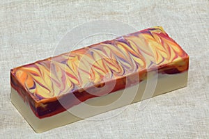 Peach inspired cold process soap block photo