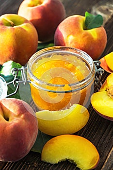 Peach jam and fresh peaches