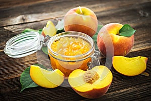 Peach jam and fresh peaches