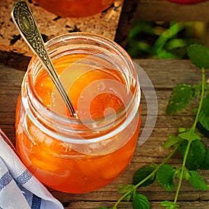 Peach Jam in a Glass Jar