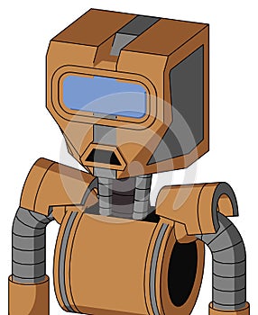 Peach Mech With Mechanical Head And Sad Mouth And Large Blue Visor Eye