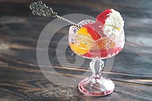 Peach Melba ice cream