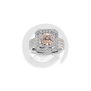 Peach Pink Morganite Beautiful Diamond Engagement ring