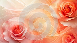 Peach and Pink Roses Soft Focus Floral Background