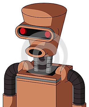 Peach Robot With Cylinder-Conic Head And Round Mouth And Visor Eye