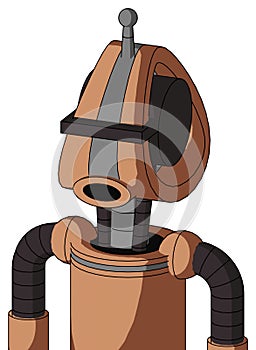 Peach Robot With Droid Head And Round Mouth And Black Visor Cyclops And Single Antenna