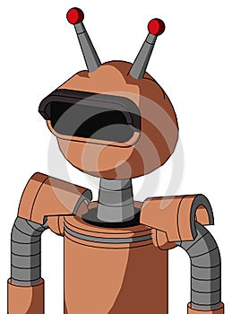 Peach Robot With Rounded Head And Black Visor Eye And Double Led Antenna