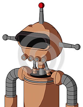 Peach Robot With Rounded Head And Pipes Mouth And Black Visor Eye And Single Led Antenna