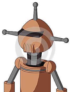 Peach Robot With Rounded Head And Speakers Mouth And Black Visor Cyclops And Single Antenna