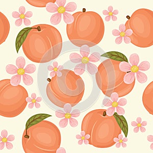Peach seamless pattern photo