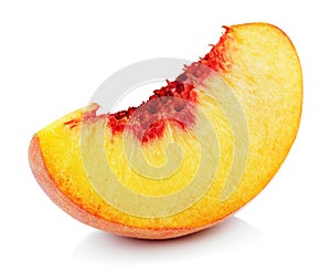Peach slice isolated on white