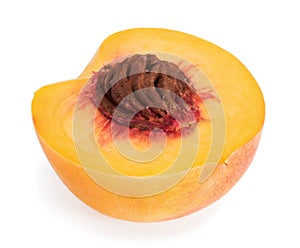 Peach slice isolated on white background