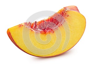 Peach slice isolated on white background