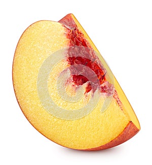 Peach slice isolated on white background