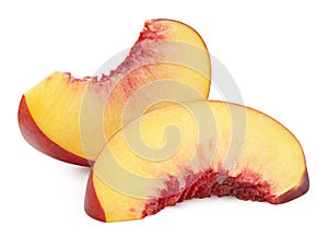 Peach slice isolated on white background