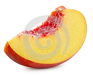 Peach slice isolated on white background