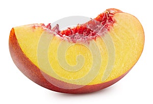 Peach slice isolated on white background