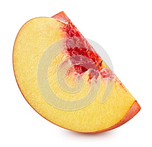 Peach slice isolated on white background