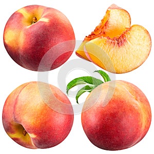 Peach and Slice isolated on white