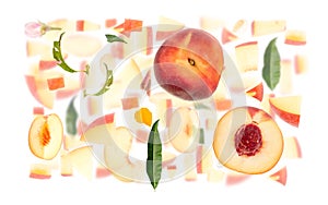 Peach Slice and Leaf Abstract
