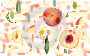 Peach Slice and Leaf Abstract