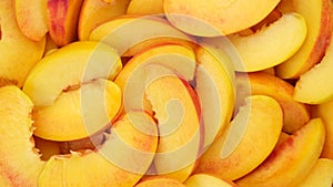 Peach. Sliced peaches close up, rotation