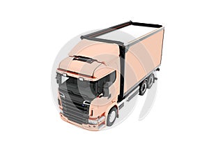 Peach truck with black inserts with carrying capacity of up to five tons perspective 3d render on white background no shadow