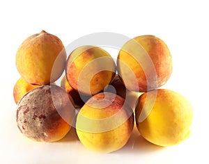 Peach on white background for concept design. Healthy breakfast. Healthy nutrition. Photo isolated. Gourmet fresh food