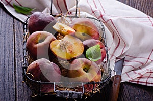 Peaches in a basket
