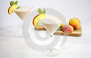 Peaches and Cream Martinis with Garnish