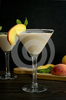 Peaches and Cream Martinis with Garnish