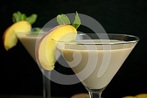 Peaches and Cream Martinis with Garnish