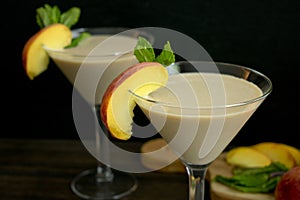 Peaches and Cream Martinis with Garnish