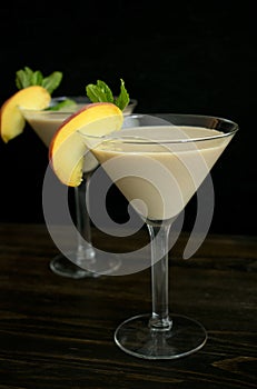 Peaches and Cream Martinis with Garnish