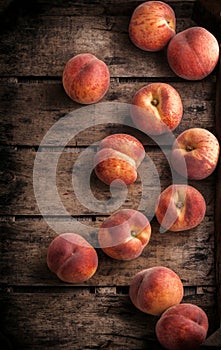 Peaches group in rustic wooden box