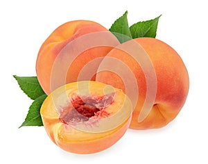 Peaches isolated on white background