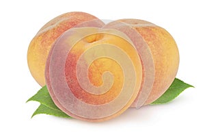 Peaches on an isolated white background.