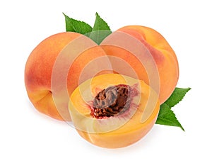 Peaches isolated on white background