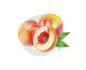 Peaches nectarine on white